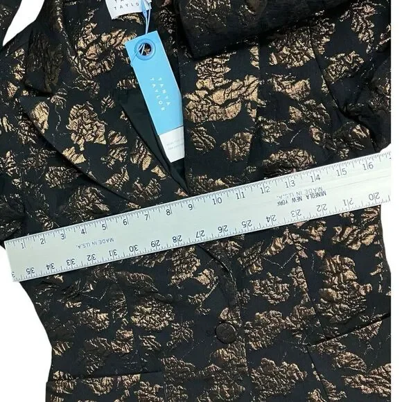 Tanya Taylor Blazer 2 Bronze Black Floral Jared Brocade Metallic Artsy Party - Picture 5 of 16